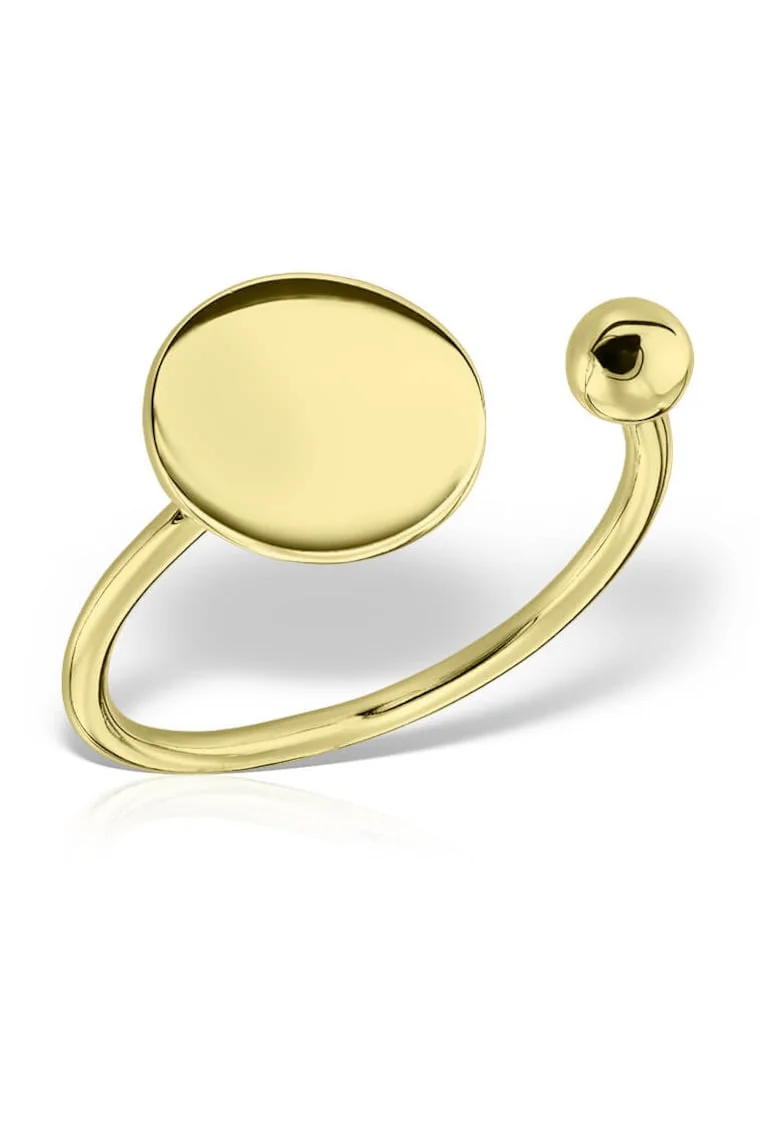 Inel din argint placat cu aur de 14k Circle, Produsul este livrat in ambalaj personalizat.