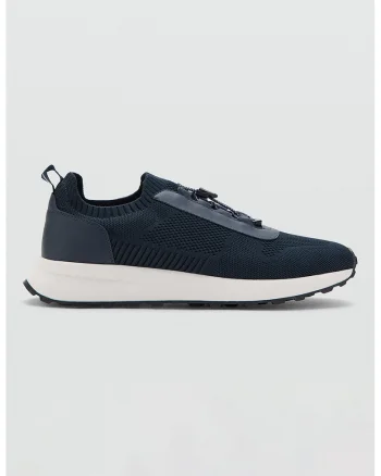 Pantofi sport low-cut cu garnituri din piele intoarsa, Bleumarin