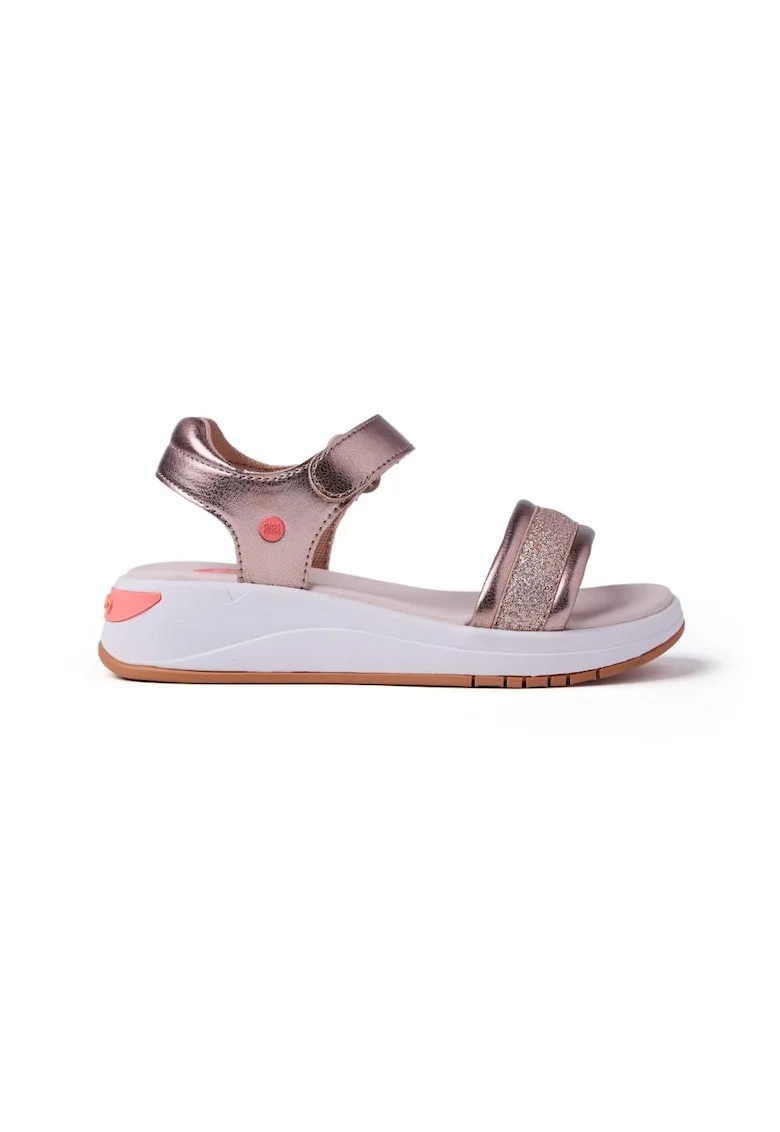 Sandale cu inchidere velcro Shiny Sporty, Auriu