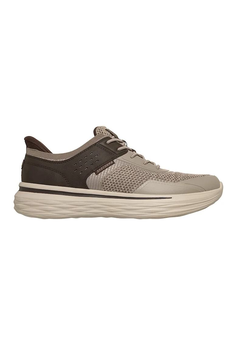 Pantofi sport cu insertii din piele ecologica Nevarro, Maro inchis/Maro taupe deschis