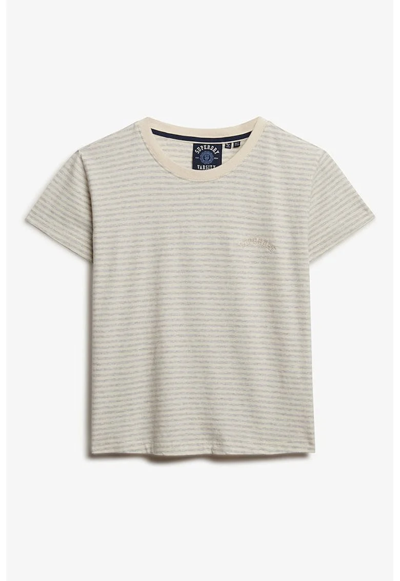 Tricou de bumbac cu dungi, Bej/Gri melange