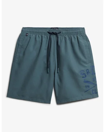 Pantaloni scurti de baie cu buzunare, Albastru inchis/Albastru prafuit