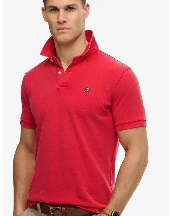 Tricou regular fit cu guler polo, Coral