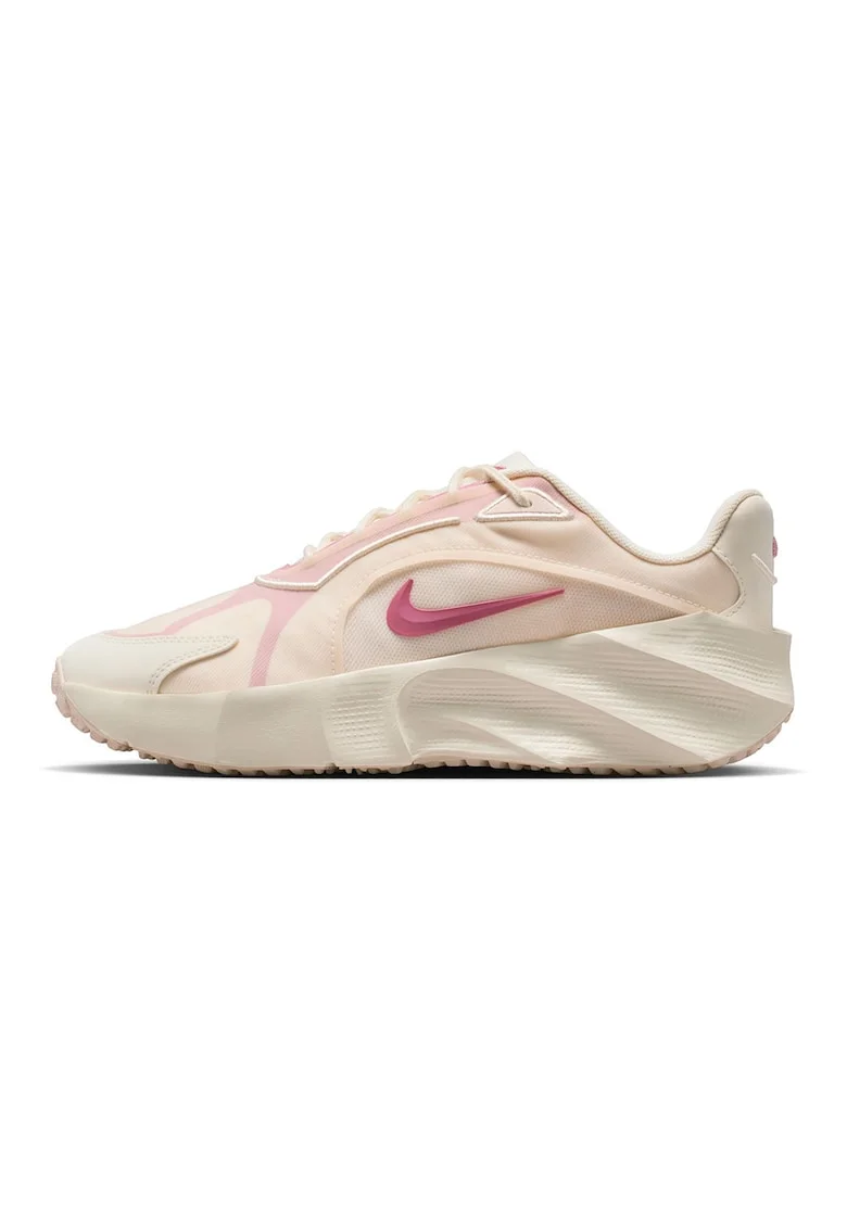 Pantofi sport Aura Edge din material textil cu insertii din piele ecologica, Roz/Crem