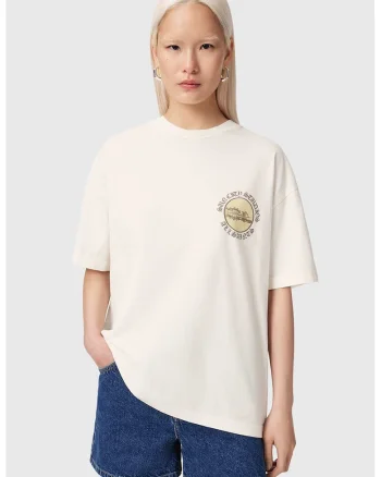 Tricou lejer din bumbac cu imprimeu, Galben pastel/Bej