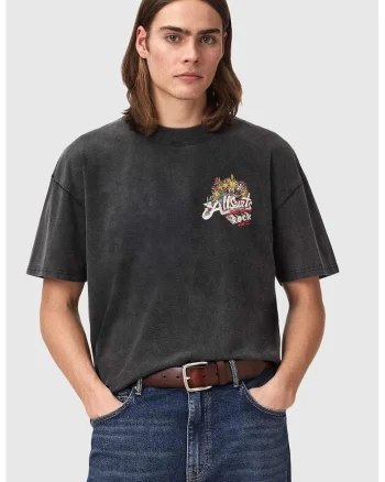 Tricou supradimensionat cu imprimeu, Rosu vermillion/Negru antracit