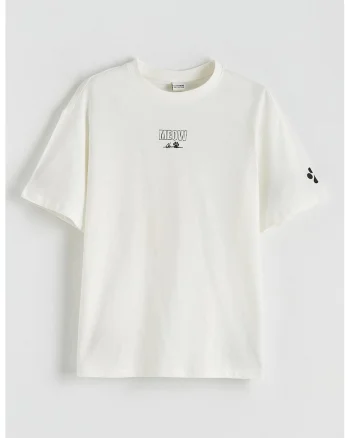 Tricou din bumbac cu imprimeu, Alb