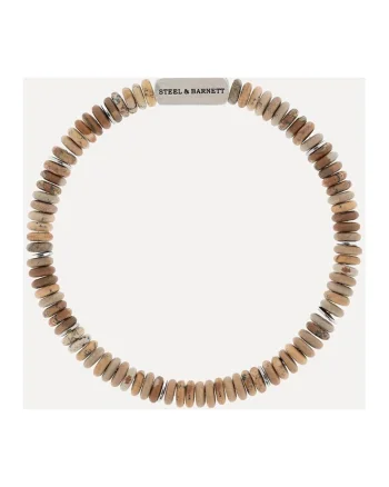 Bratara elastica decorata cu pietre pretioase Jasper, Maro nisip