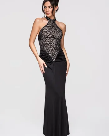 Rochie de seara maxi  LA-OM-DLR295, Negru