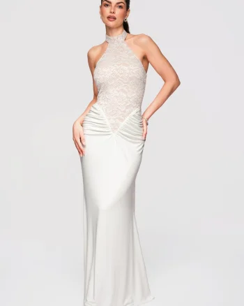 Rochie de seara maxi  LA-OM-DLR295, Ecru