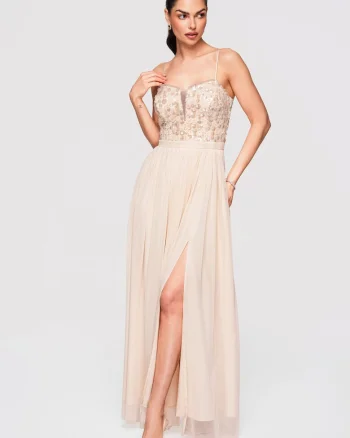 Rochie de seara maxi  LA-OM-DLR339, Ecru