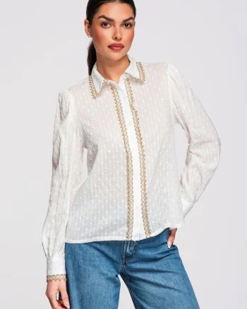 Camasa din bumbac cu maneca lunga  OW-SH-E0021, Alb
