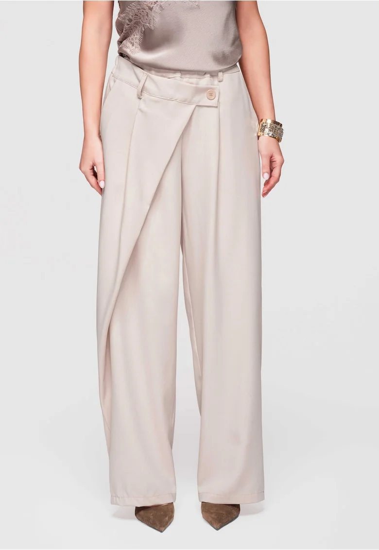 Pantaloni eleganti cu croi larg  OW-PA-E0003, Bej