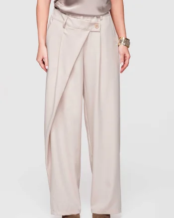 Pantaloni eleganti cu croi larg  OW-PA-E0003, Bej