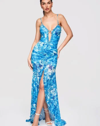 Rochie de seara maxi  LA-OM-DLR314, Albastru