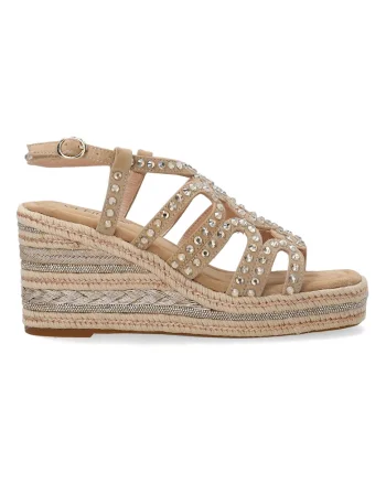 Sandale tip espadrile din piele intoarsa