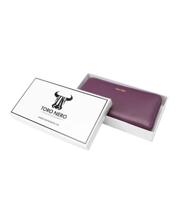 Portofel dama  Arya piele naturala violet compact