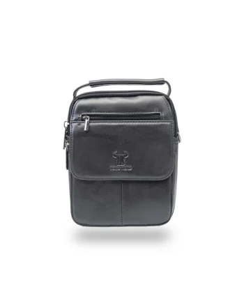 Geanta barbati  Hand Carier, piele naturala neagra, 6 compartimente, pentru tableta 7 inch