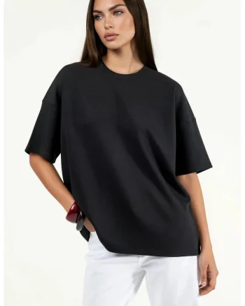 Tricou dama,  jerseu, supradimensionat, negru