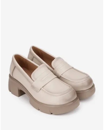 Pantofi bej din piele naturala pentru femei, Bej