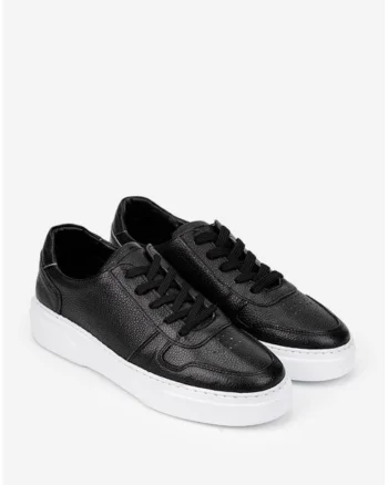 Pantofi barbati din piele neagra texturata, Negru