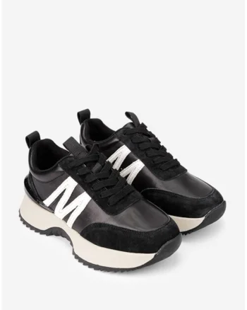 Pantofi dama  din piele alba cu accente negre, Negru