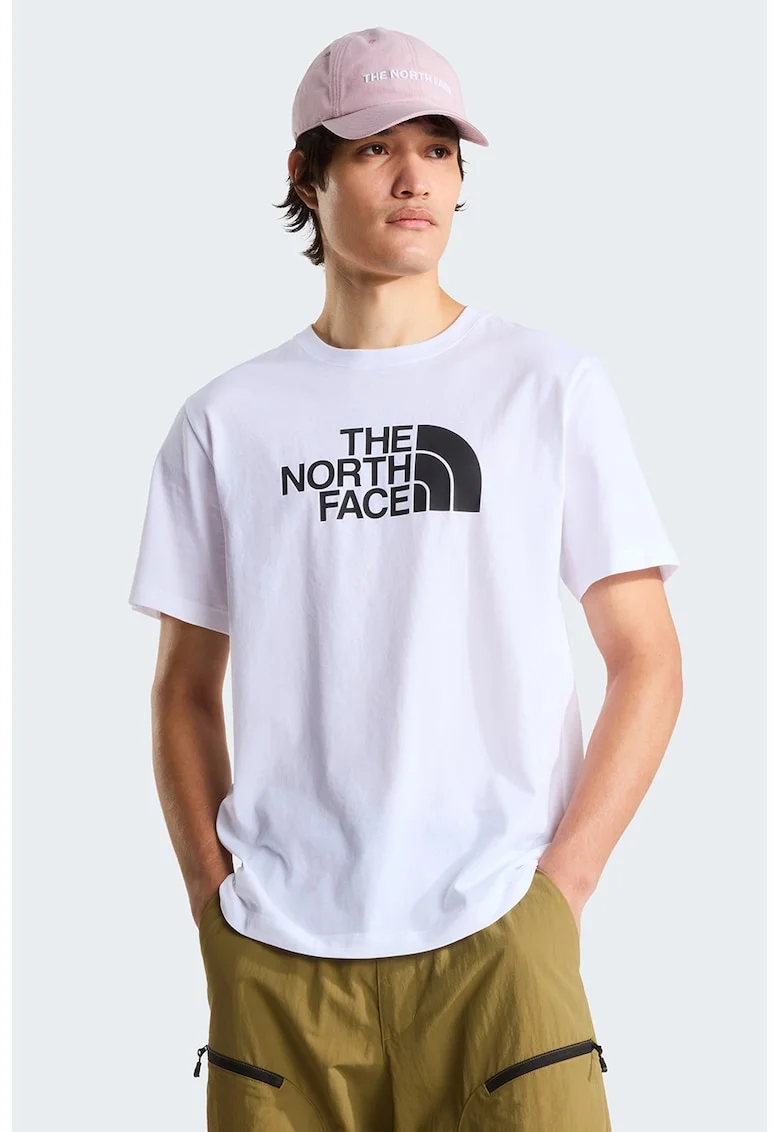 Tricou cu decolteu la baza gatului si imprimeu logo Evolution, Alb