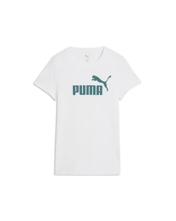 Tricou de bumbac ESS No. 1, Alb optic/Albastru petrol