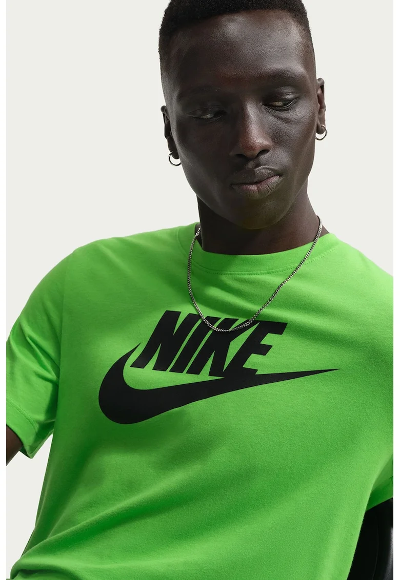 Tricou cu imprimeu logo Icon Futura, Negru stins/Verde lime