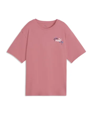Tricou cu imprimeu pe spate Essentials Nature 2.0, Alb/Albastru prafuit/Roz pastel