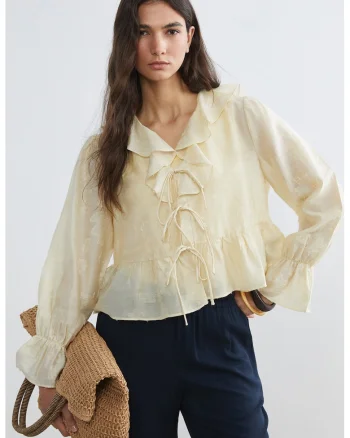 Bluza cu volane, Galben deschis
