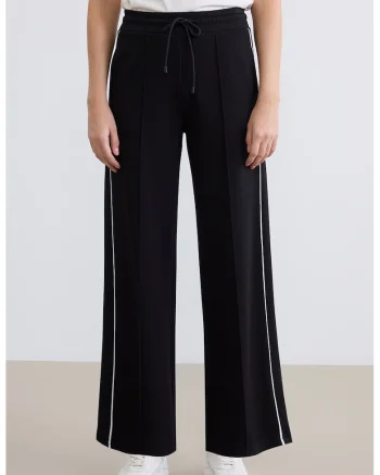 Pantaloni de trening cu croiala evazata si snur, Negru