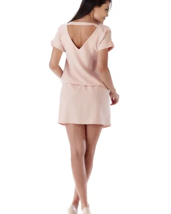 Rochie de vara mini cu maneci scurte tip chimono,, Roz