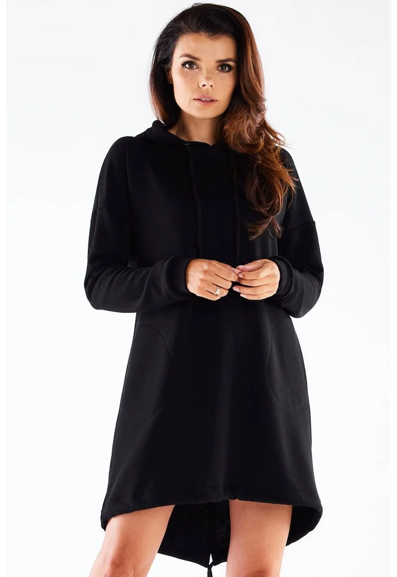 Rochie de trening streetwear cu gluga din jerseu,, Negru