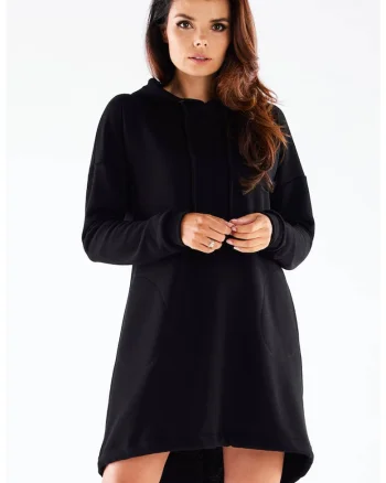 Rochie de trening streetwear cu gluga din jerseu,, Negru