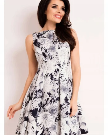 Rochie eleganta in clos mini pe bretele,, Albastru inchis