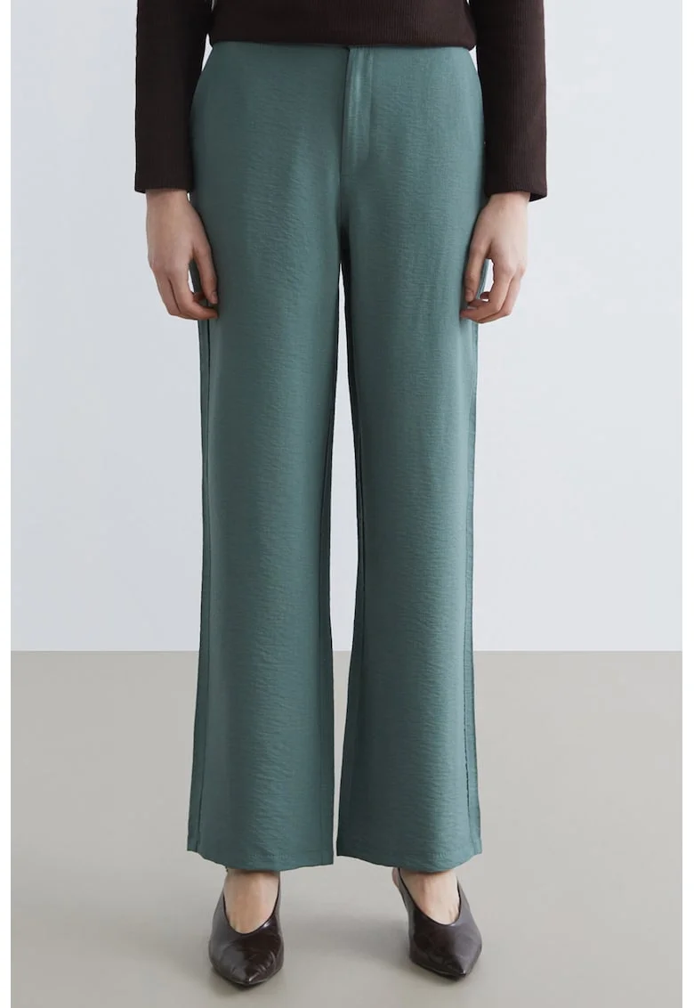 Pantaloni evazati cu talie medie, Verde pal