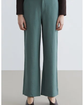 Pantaloni evazati cu talie medie, Verde pal