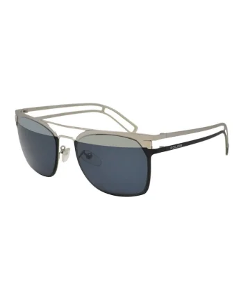 Ochelari de soare patrati unisex cu lentile oglinda, Negru/Argintiu