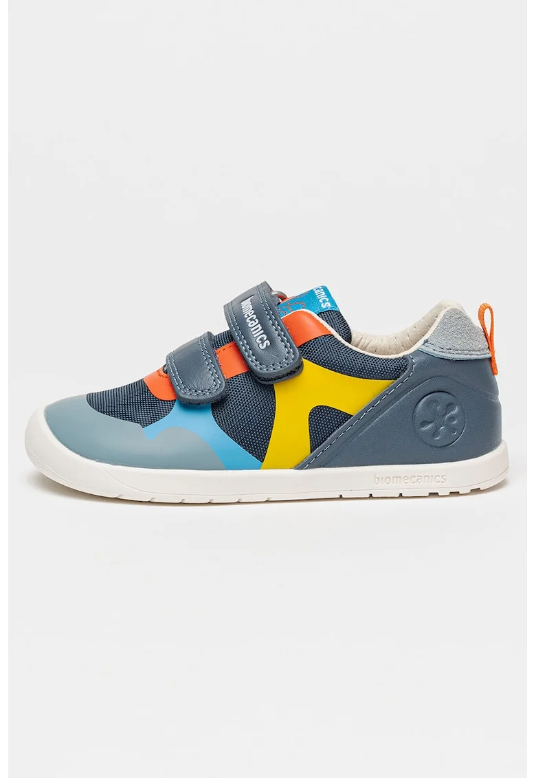 Pantofi sport low-cut cu velcro, Portocaliu/Albastru inchis