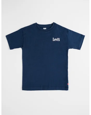 Tricou cu decolteu la baza gatului si imprimeu logo, Alb/Bleumarin