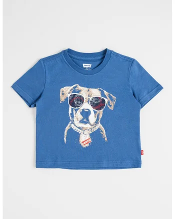 Tricou cu imprimeu Patriotic Pup, Maro/Albastru prafuit