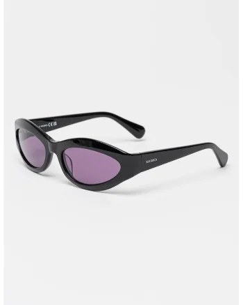Ochelari de soare cat-eye cu logo pe brate, Negru