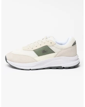 Pantofi sport low-cut cu logo metalic Run Set, Alb fildes/Maro taupe deschis/Gri inchis