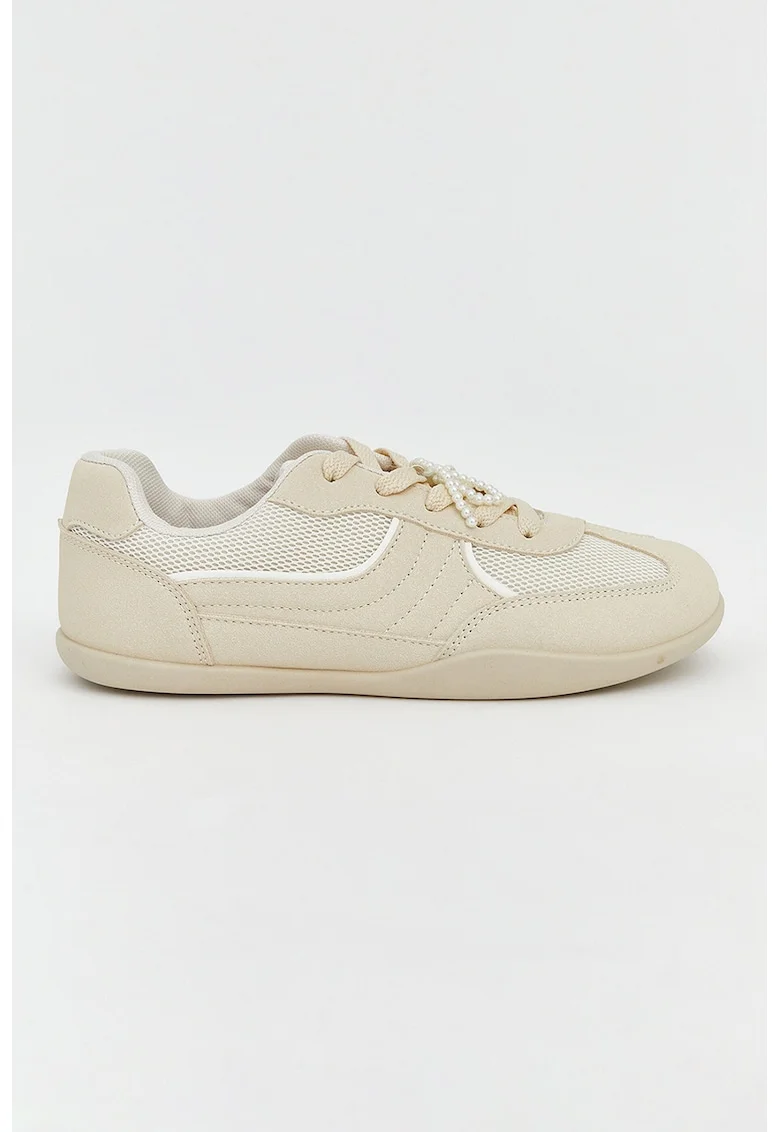 Pantofi sport low-cut cu garnituri din plasa, Bej deschis