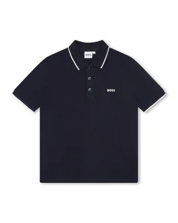 Tricou polo cu imprimeu logo discret, Bleumarin