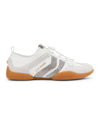 Pantofi sport din insertii din piele intoarsa cu sireturi bungee, Alb murdar/Crem