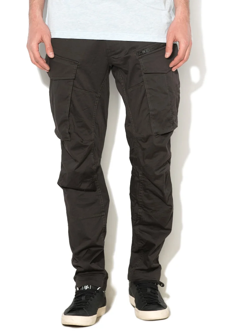 Pantaloni cargo gri inchis cu croiala conica Rovic