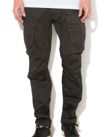 Pantaloni cargo gri inchis cu croiala conica Rovic