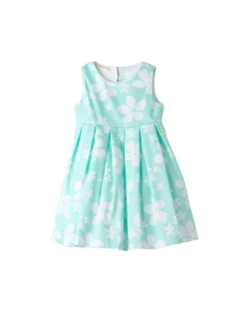 Rochie eleganta din bumbac cu imprimeu floral pentru fete, Alb/Verde